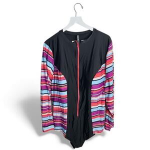 Torrid Wireless Long Sleeve Rashguard One Piece Swimsuit W1889 Plus Size 5X